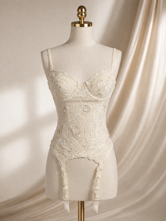 La Perla Other - RARE NWT VTG 90s Y2K La Perla Bridal Ivory Lace Bustier Corset 36B Garter Straps